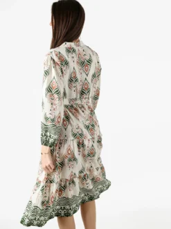 Solada Abito lungo da donna con stampe e maniche lunghe - verde