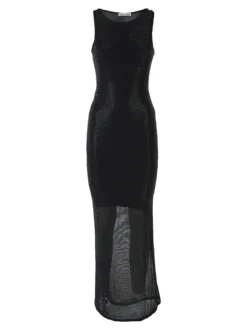 Solada Abito lungo da donna senza maniche con micro borchie - nero