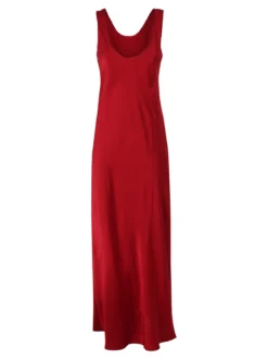Solada Abito lungo da donna smanicato in tessuto simil raso - rosso