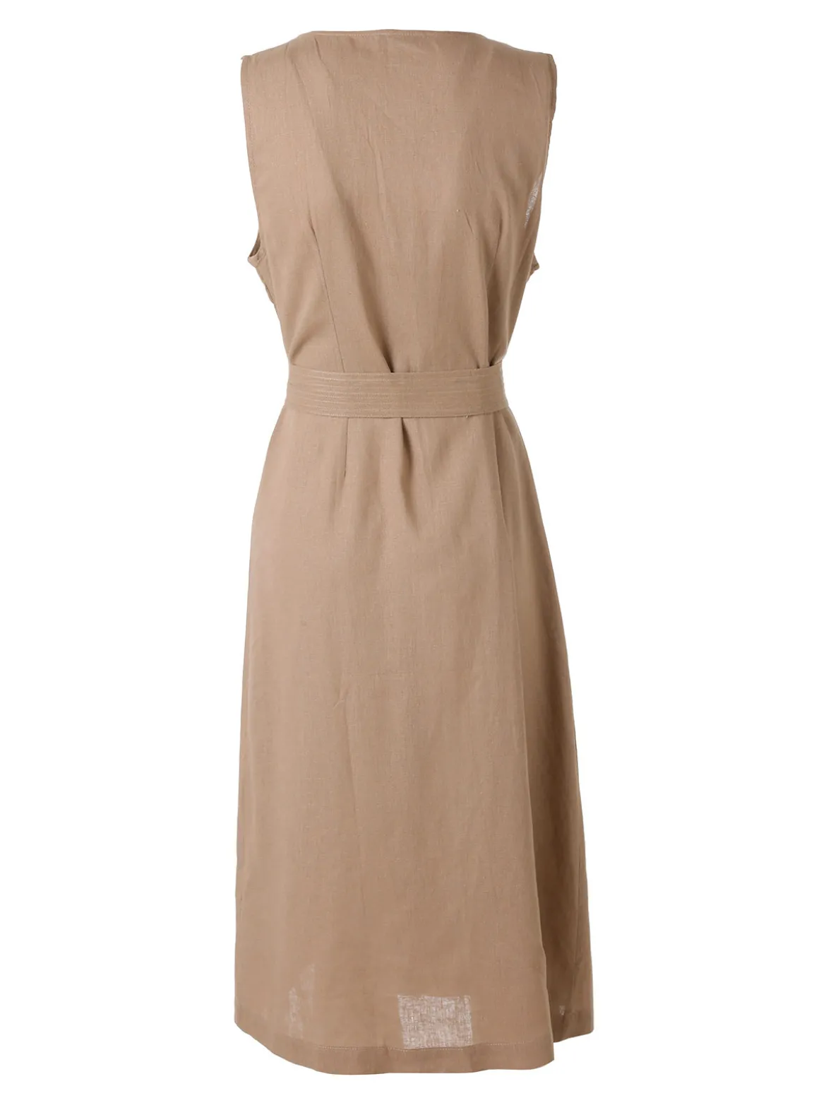 Solada Abito smanicato da donna a camicia in misto lino - khaki