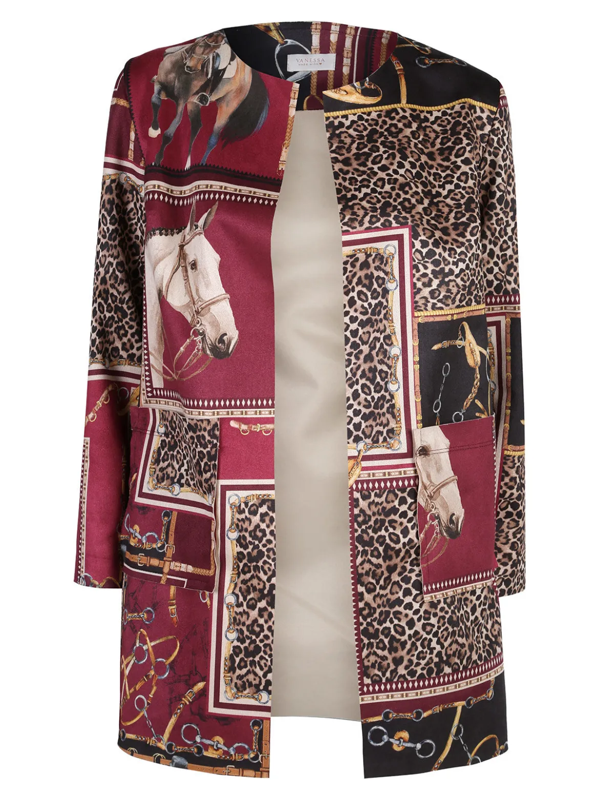 Solada Blazer donna aperto con stampe - bordeaux