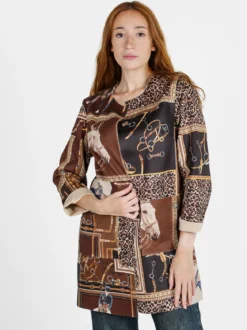 Solada Blazer donna aperto con stampe - marrone
