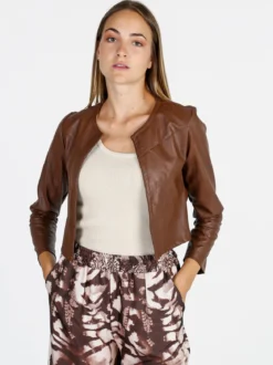 Solada Blazer donna aperto in ecopelle - marrone