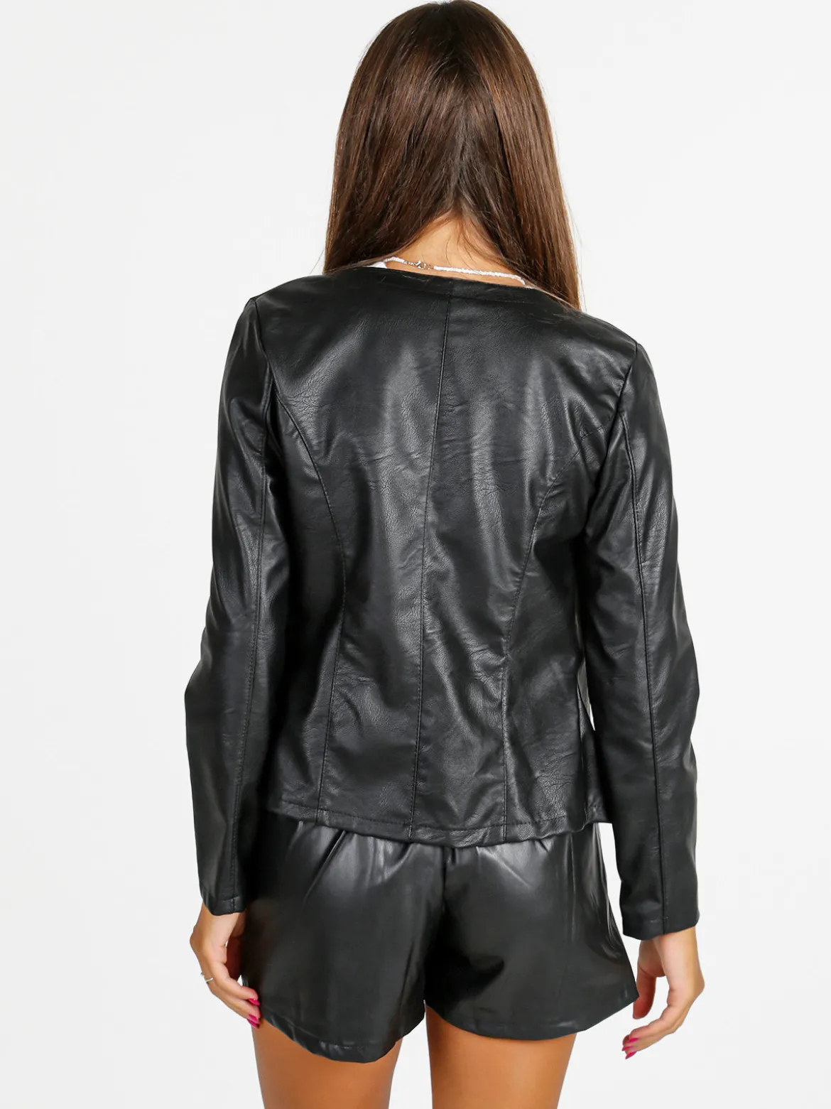 Solada Blazer donna aperto in ecopelle - nero