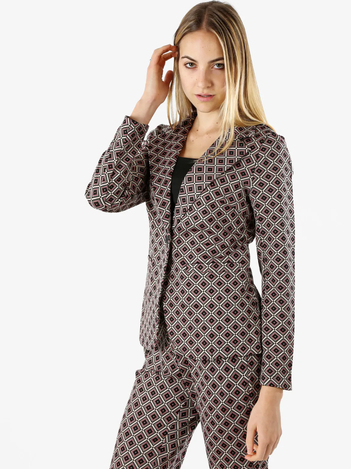 Solada Blazer donna con stampe geometriche - nero
