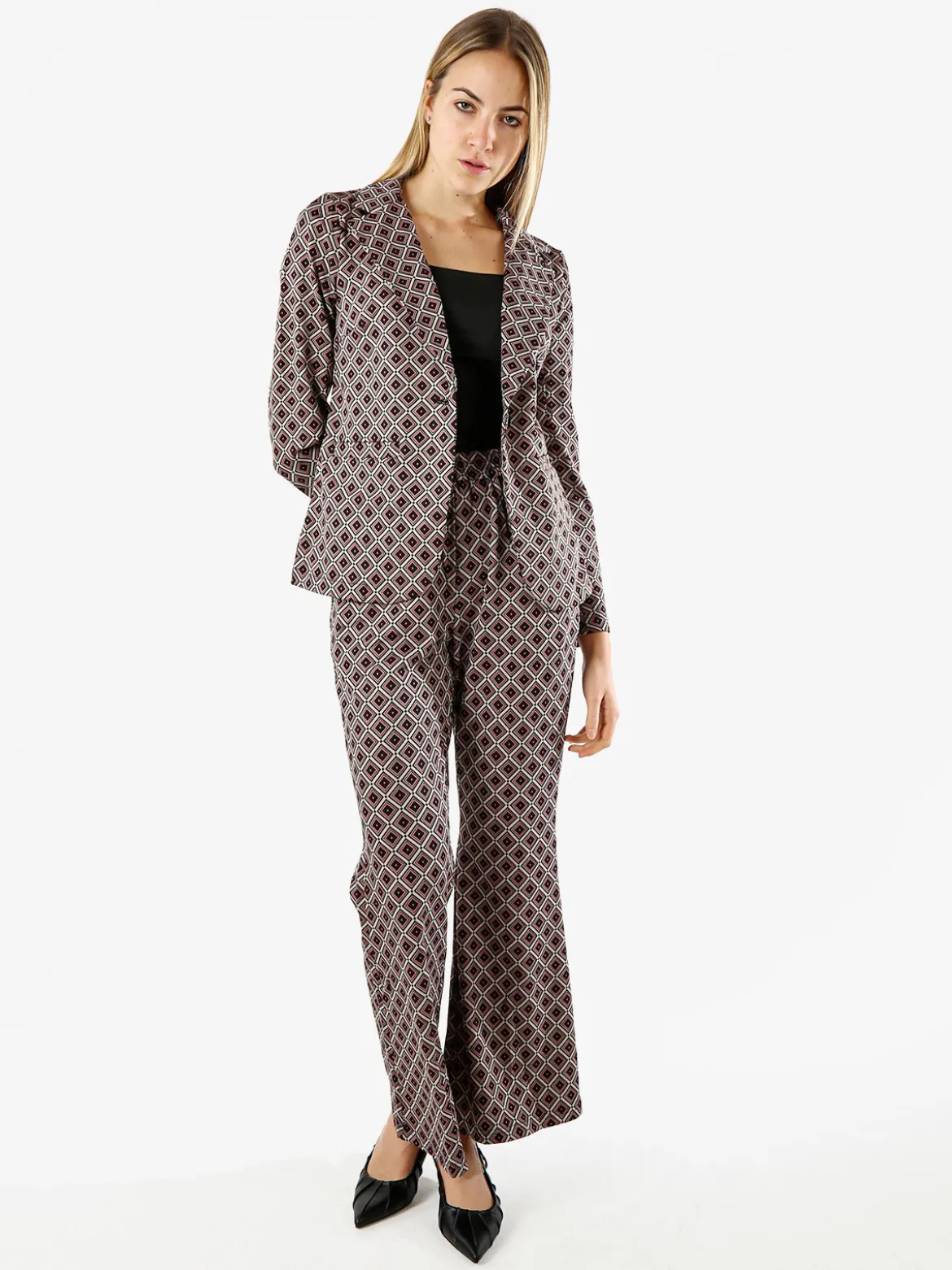 Solada Blazer donna con stampe geometriche - nero