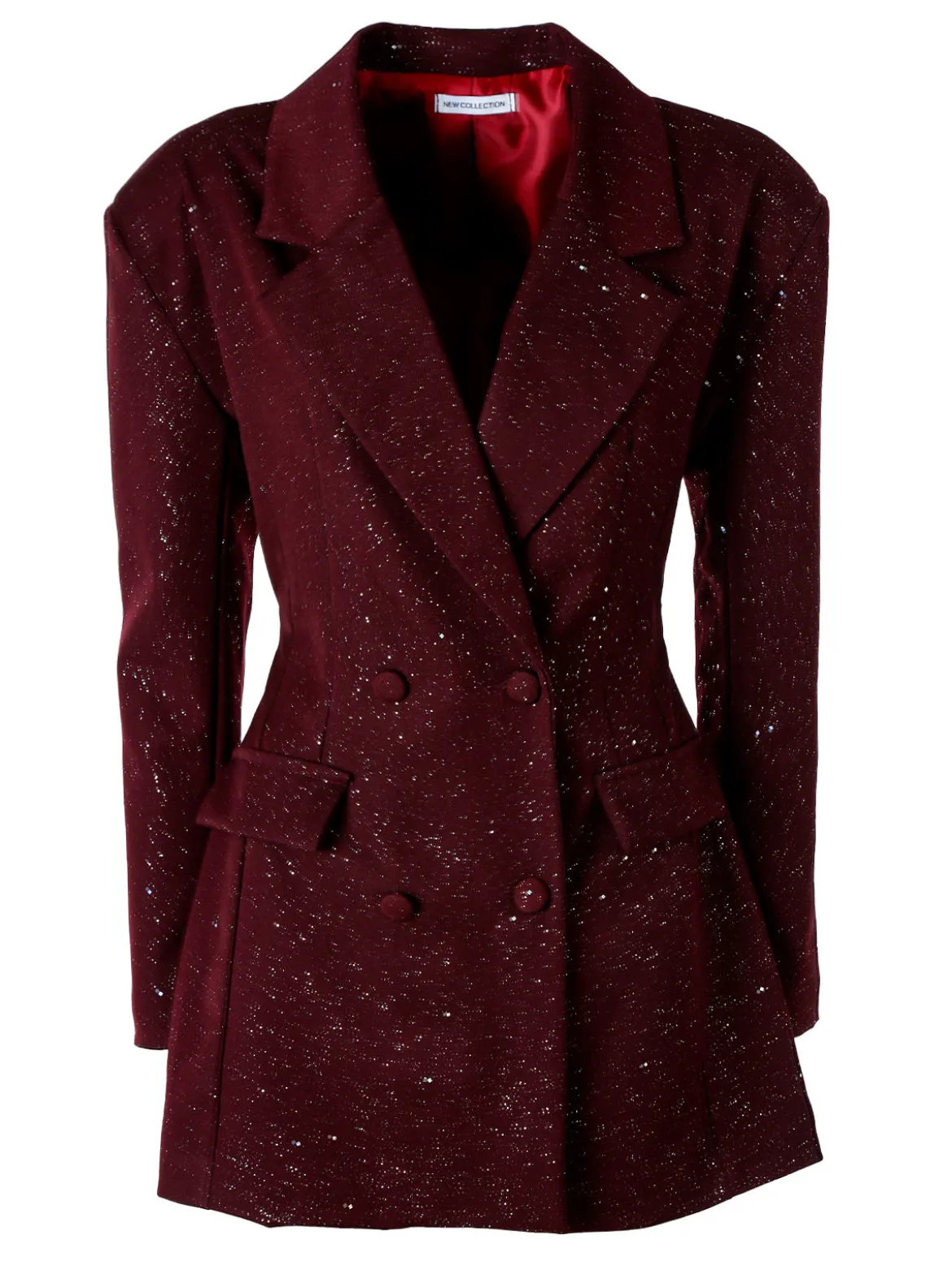 Solada Blazer donna elegante con brillantini e chiusura a doppiopetto - bordeaux