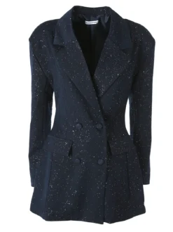 Solada Blazer donna elegante con brillantini e chiusura a doppiopetto - blu scuro