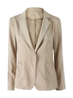 Solada Blazer donna in misto lino con bottone - khaki