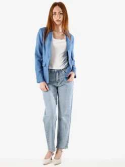 Solada Blazer donna in misto lino e viscosa - blu