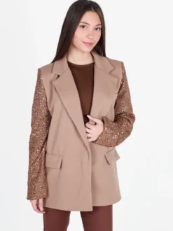 Solada Blazer donna oversize con maniche di paillettes