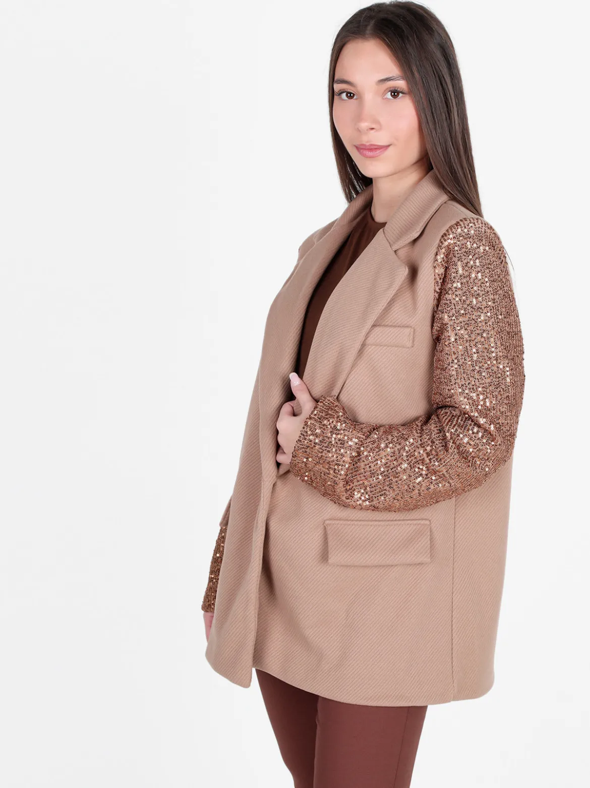 Solada Blazer donna oversize con maniche di paillettes