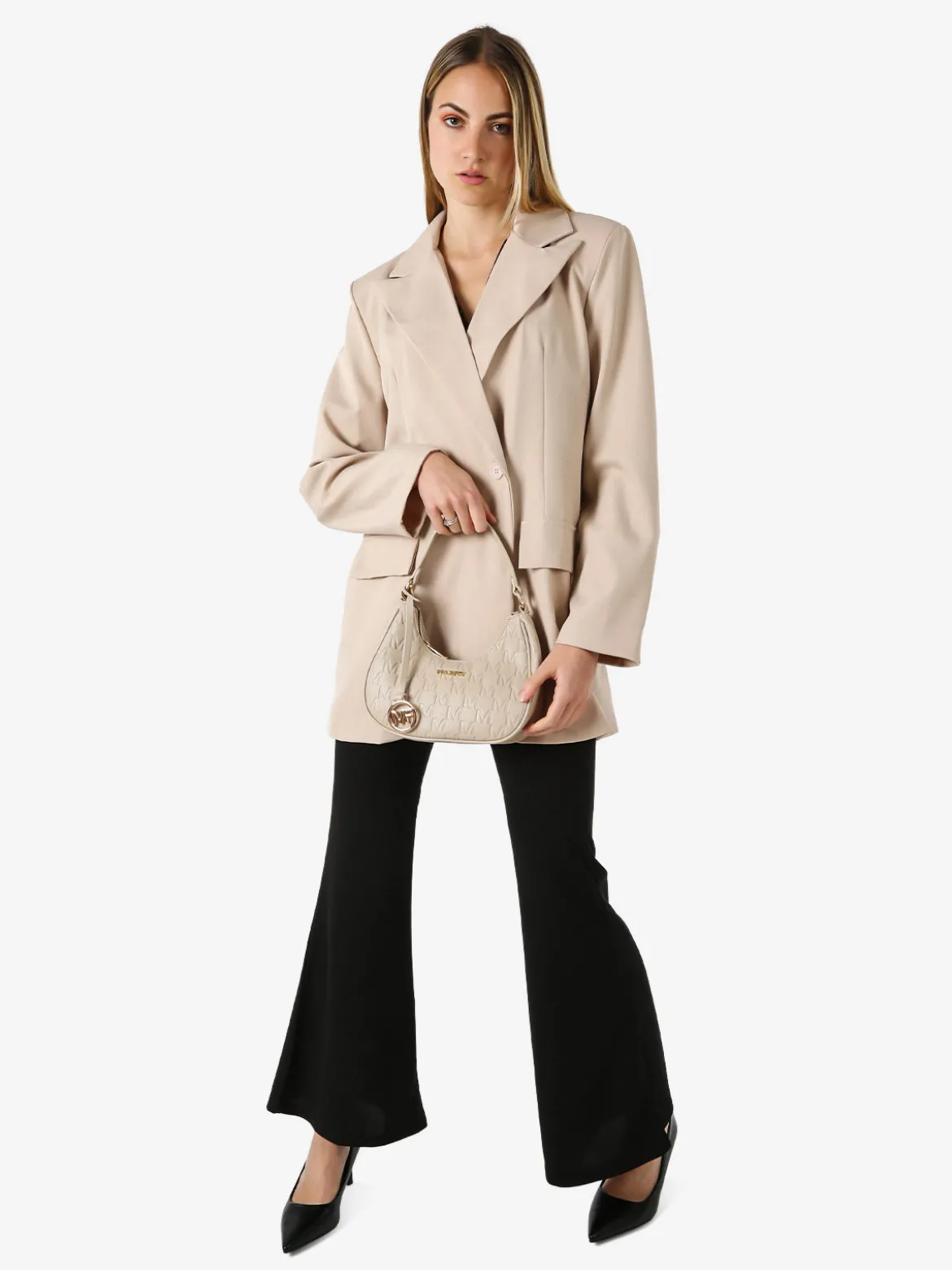 Solada Blazer oversize da donna con chiusura a doppiopetto - beige