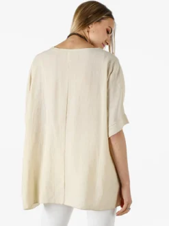 Solada Blusa da donna a maniche corte a pipistrello - beige