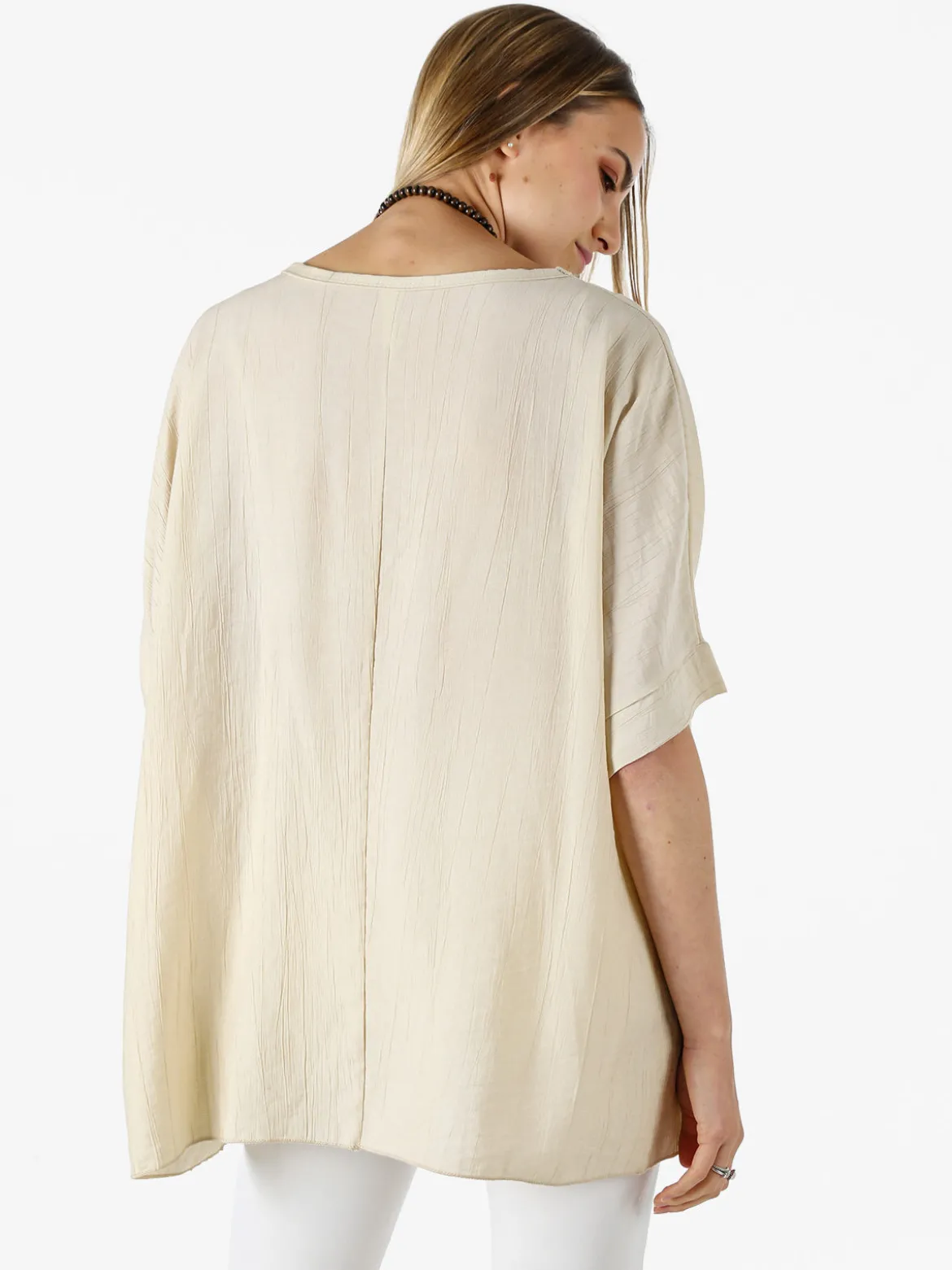 Solada Blusa da donna a maniche corte a pipistrello - beige