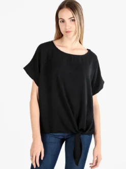 Solada Blusa donna a maniche corte con nodo sul fondo