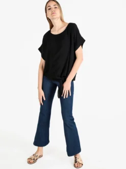 Solada Blusa donna a maniche corte con nodo sul fondo