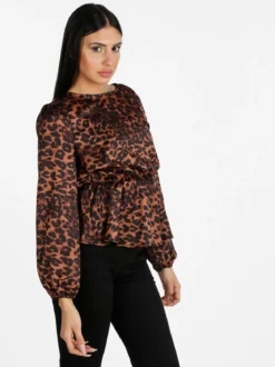Solada Blusa donna a maniche lunghe con stampa animalier