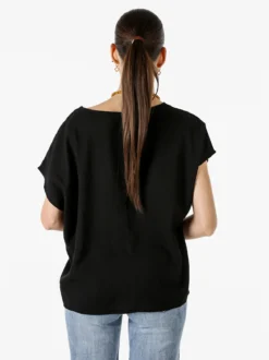 Solada Blusa donna girocollo a maniche corte - nero