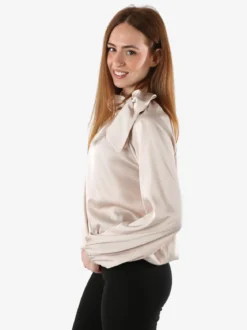 Solada Blusa donna in tessuto simil raso a maniche lunghe - beige