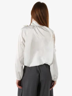 Solada Blusa donna in tessuto simil raso a maniche lunghe - bianco
