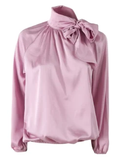 Solada Blusa donna in tessuto simil raso a maniche lunghe - rosa