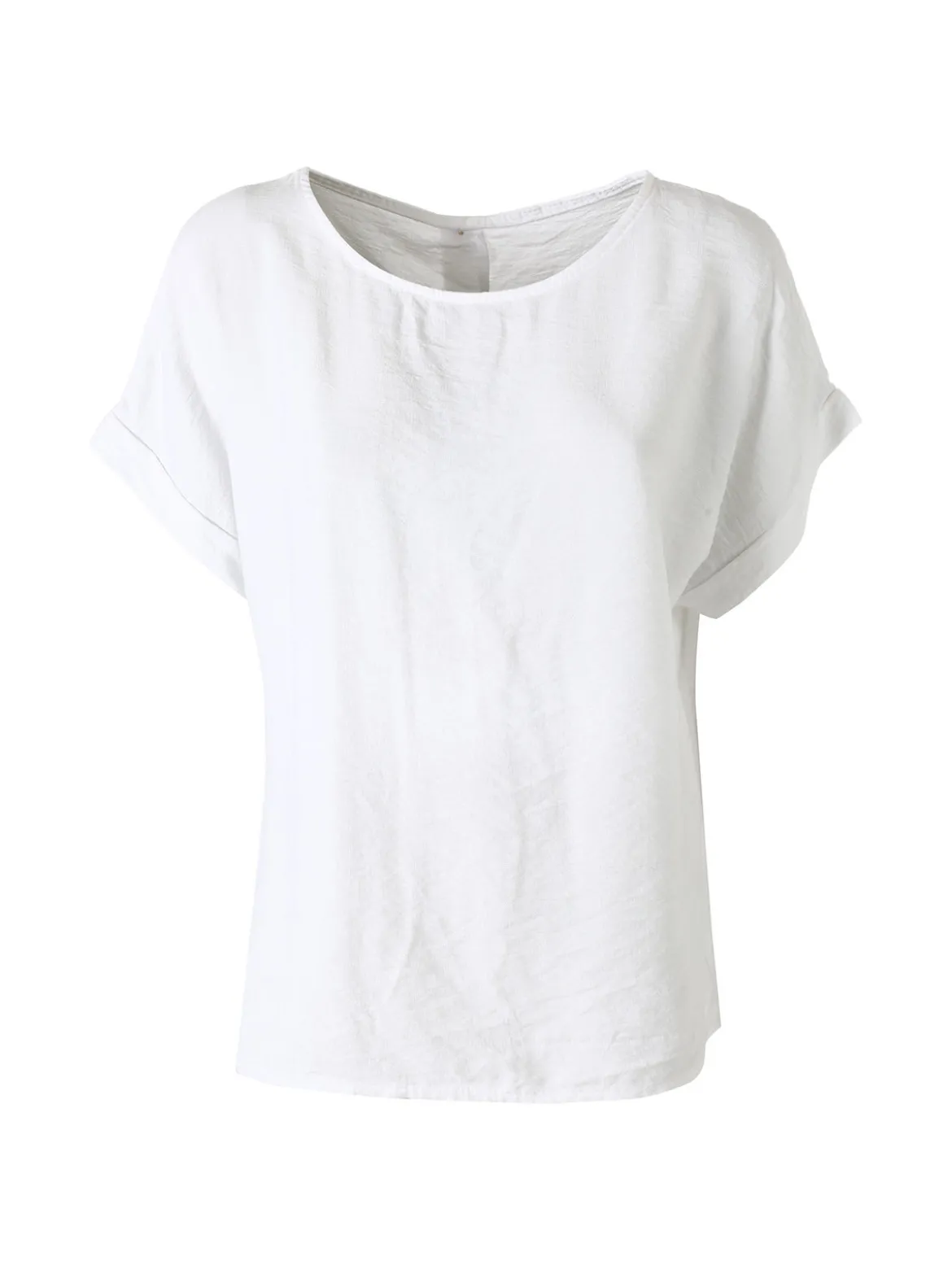 Solada Blusa donna in viscosa a maniche corte con bottoni decorati sul retro - bianco