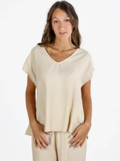 Solada Blusa donna senza maniche con scollo a V - beige