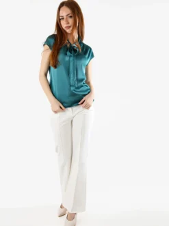Solada Blusa donna senza maniche con scollo a V profondo - ottanio