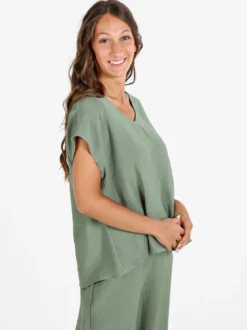 Solada Blusa donna senza maniche con scollo a V - verde
