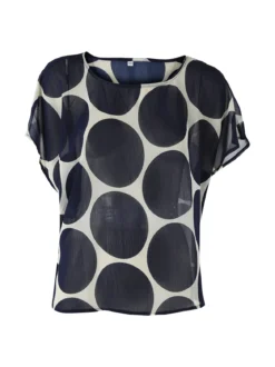 Solada Blusa donna velata senza maniche con stampa a cerchi - blu