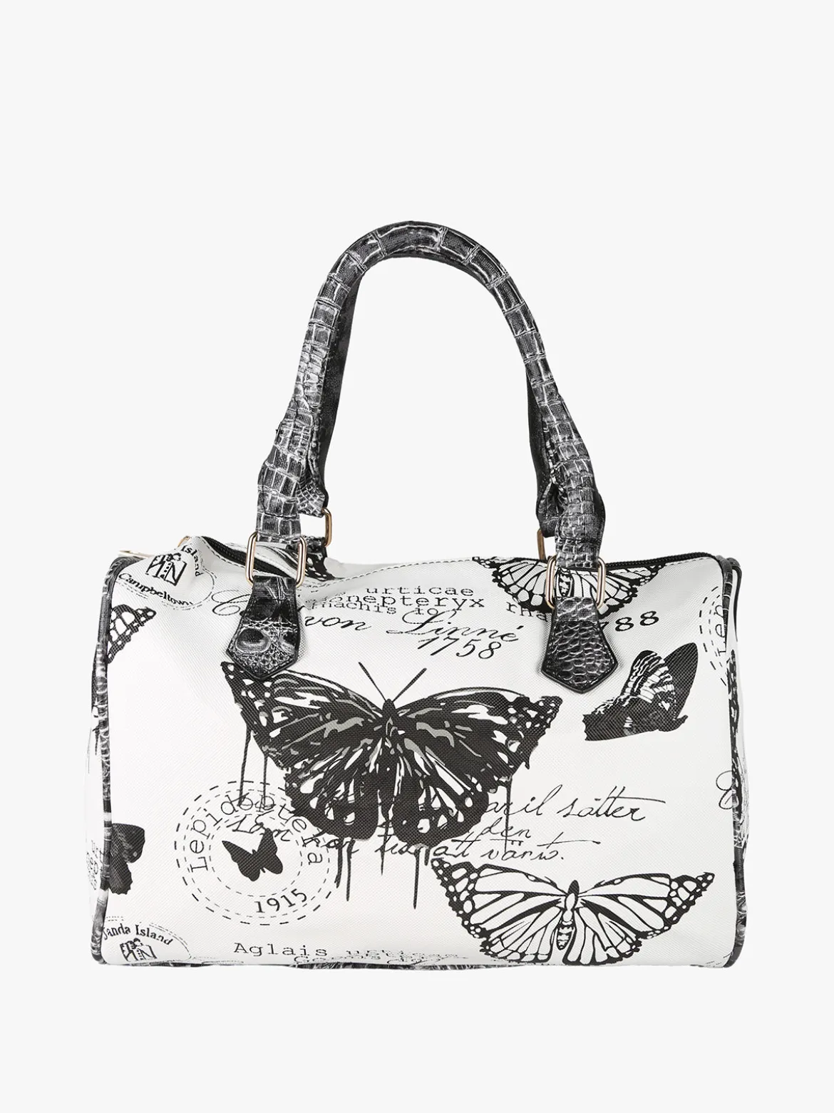 Solada Borsa bauletto da donna con stampa farfalle - nero