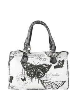 Solada Borsa bauletto da donna con stampa farfalle - nero