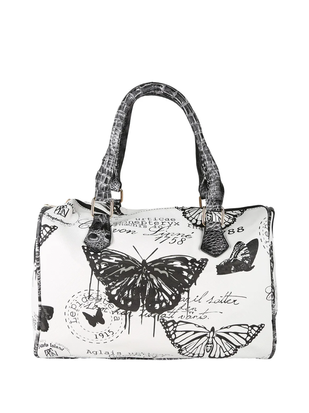 Solada Borsa bauletto da donna con stampa farfalle - nero