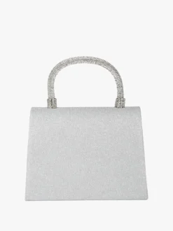 Solada Borsa donna elegante con lurex brillanti e manico con strass - argento
