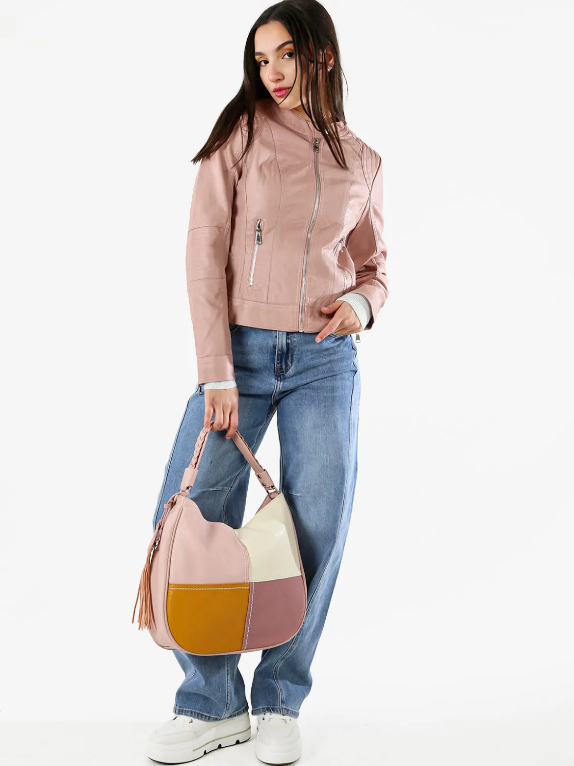 Solada Borsa donna hobo colorata - rosa