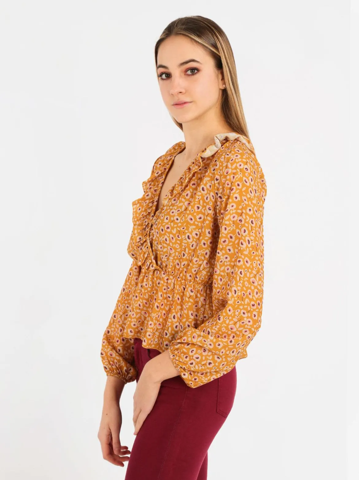 Solada Camicetta donna con scollo a V profondo e volant