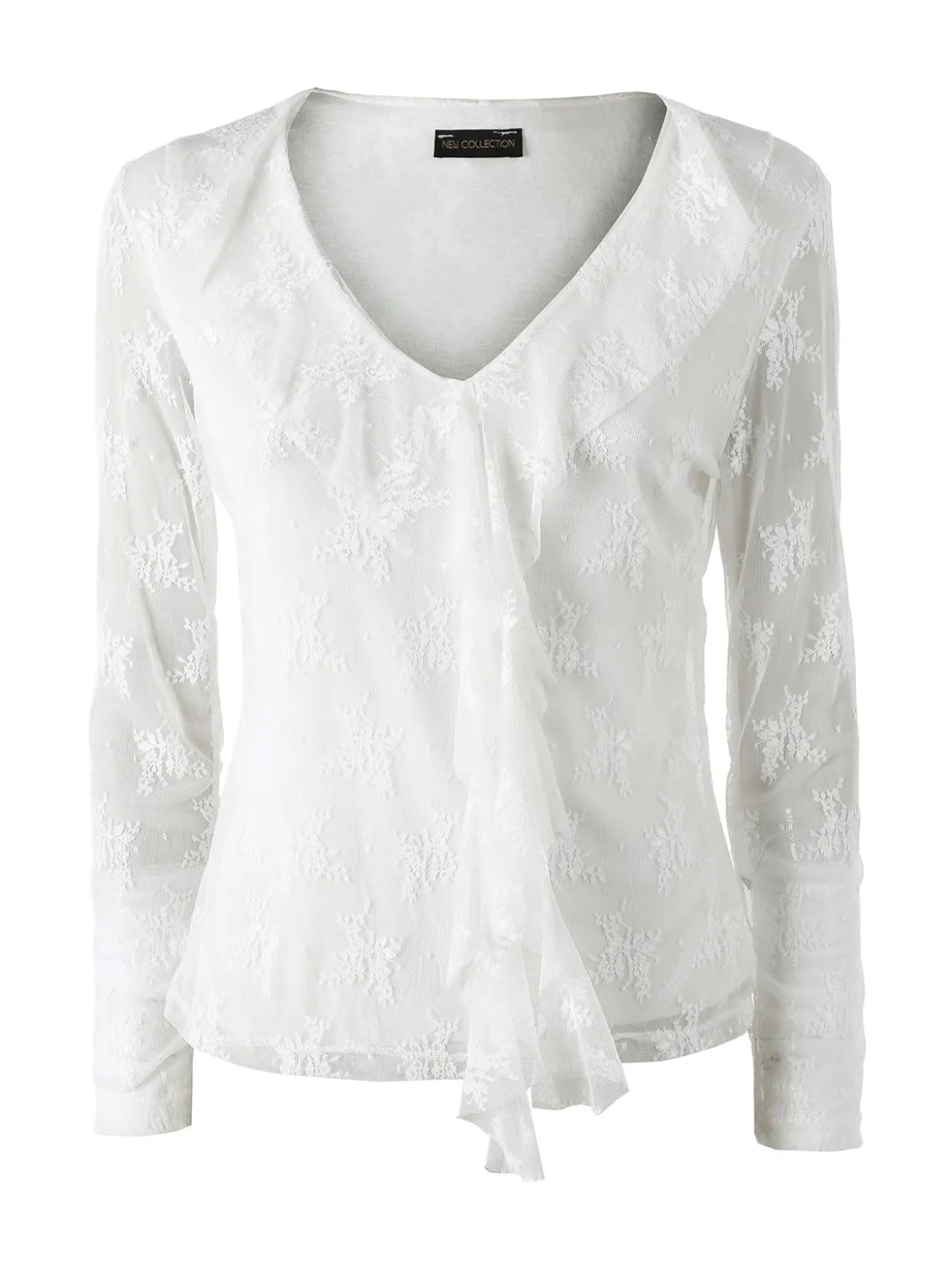 Solada Camicetta in pizzo da donna con scollo V - bianco