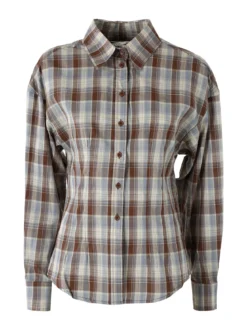 Solada Camicia a quadri da donna a maniche lunghe - marrone