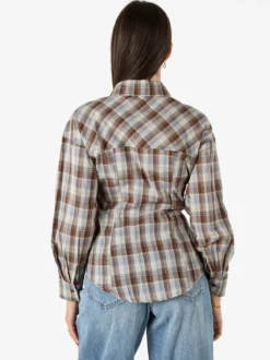 Solada Camicia a quadri da donna a maniche lunghe - marrone