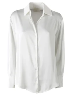Solada Camicia da donna effetto raso a maniche lunghe - bianco