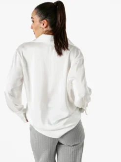 Solada Camicia da donna effetto raso a maniche lunghe - bianco