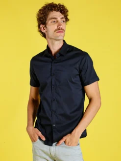 Solada Camicia da uomo a maniche corte - blu scuro