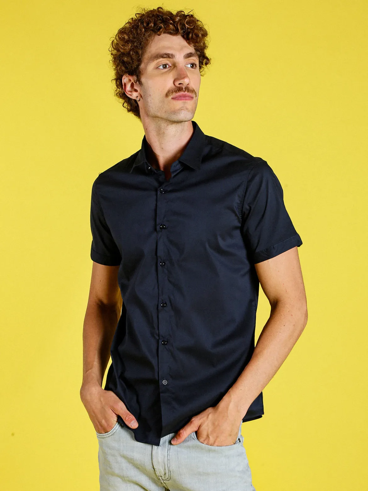 Solada Camicia da uomo a maniche corte - blu scuro