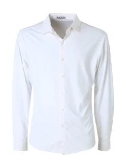 Solada Camicia da uomo a maniche lunghe in tessuto elasticizzato - bianco