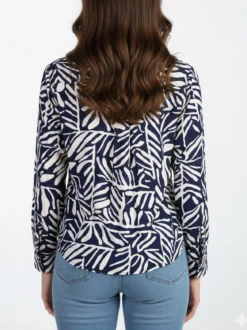 Solada Camicia donna a fantasia in misto cotone - blu scuro