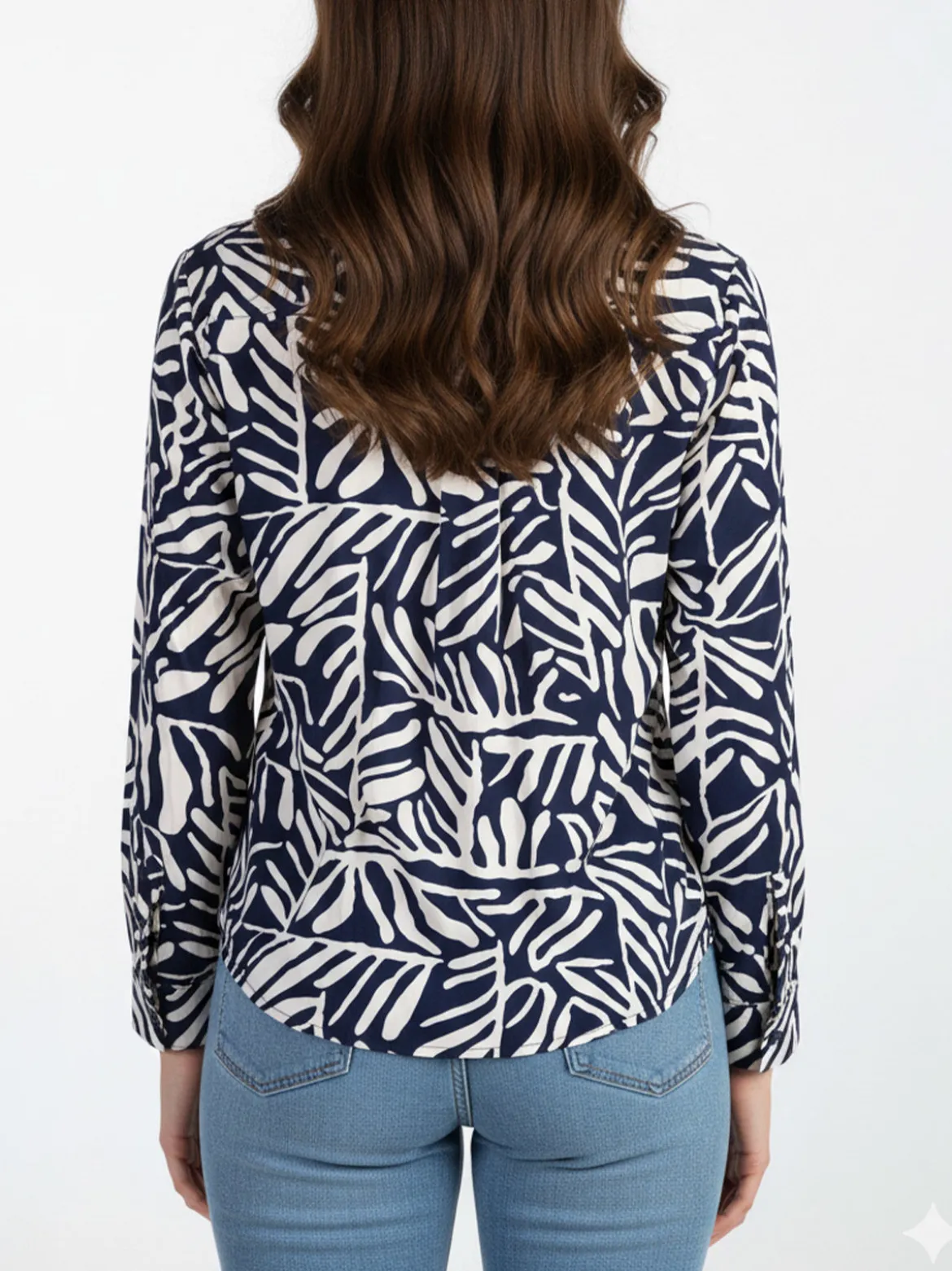Solada Camicia donna a fantasia in misto cotone - blu scuro