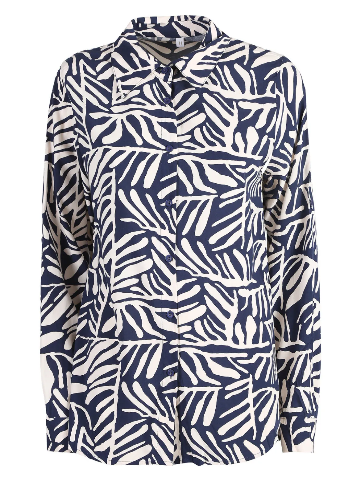 Solada Camicia donna a fantasia in misto cotone - blu scuro