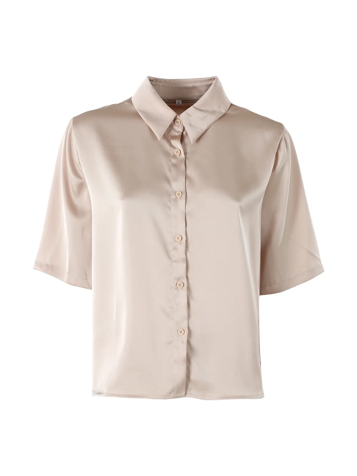 Solada Camicia donna a maniche corte effetto raso - beige