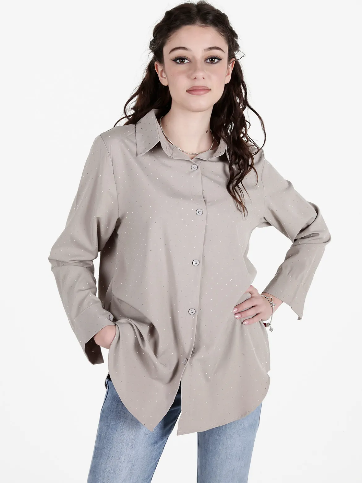 Solada Camicia donna a maniche lunghe con piccole borchie